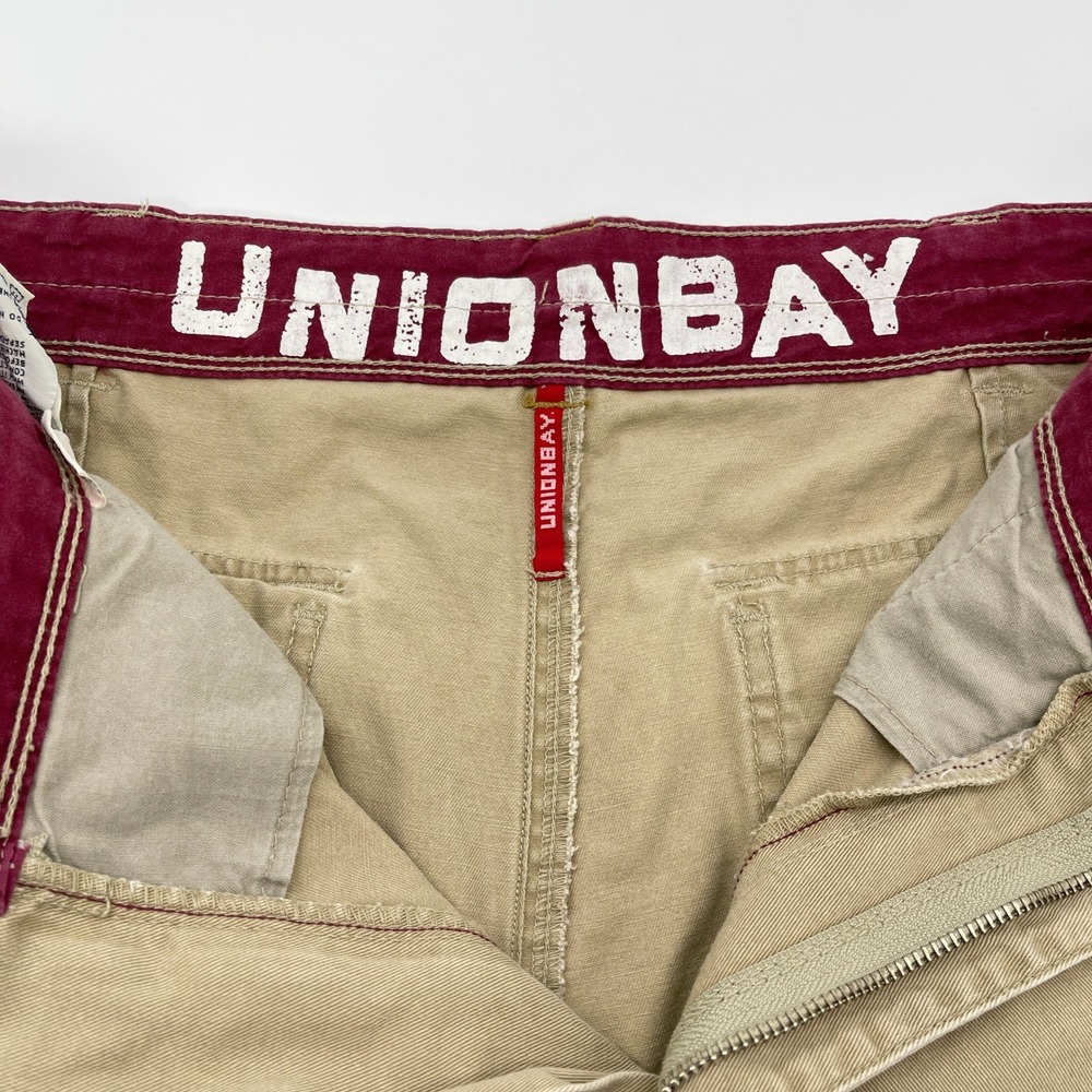Y2K Unionbay Cargo Shorts Mens 38 Cotton Twin Palm Skater Gorpcore Street Retro - Picture 9 of 16
